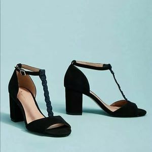 Anthropologie kelsa braided t strap heel shoes